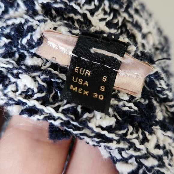 MASSIMO DUTTI | Open front cardigan marled navy white pockets sz S - Picture 7 of 7